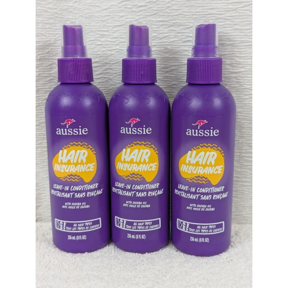 Aussie Hair Insurance Leave-In Conditioner Spray with Jojoba Oil - 8 oz - 3 pack